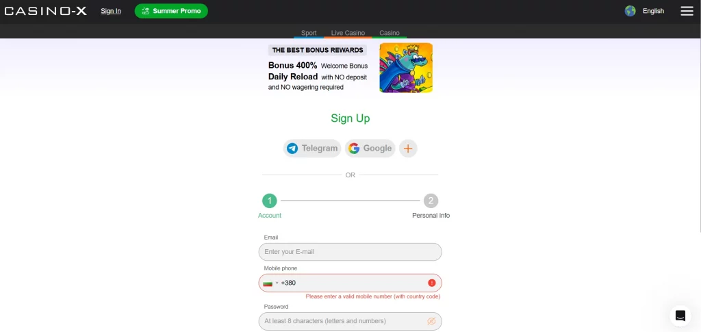 casino x registration