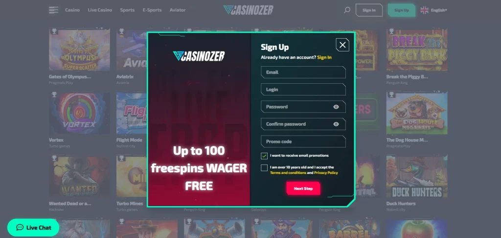 casinozer registration