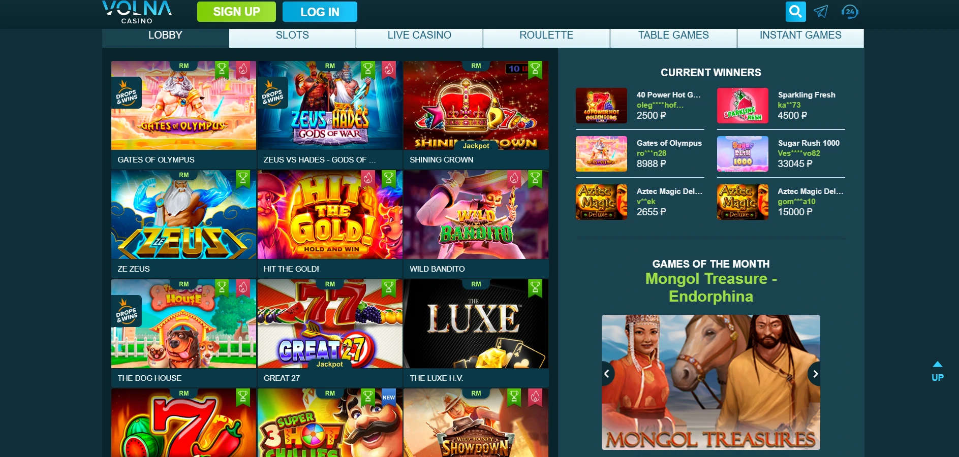 volna casino games