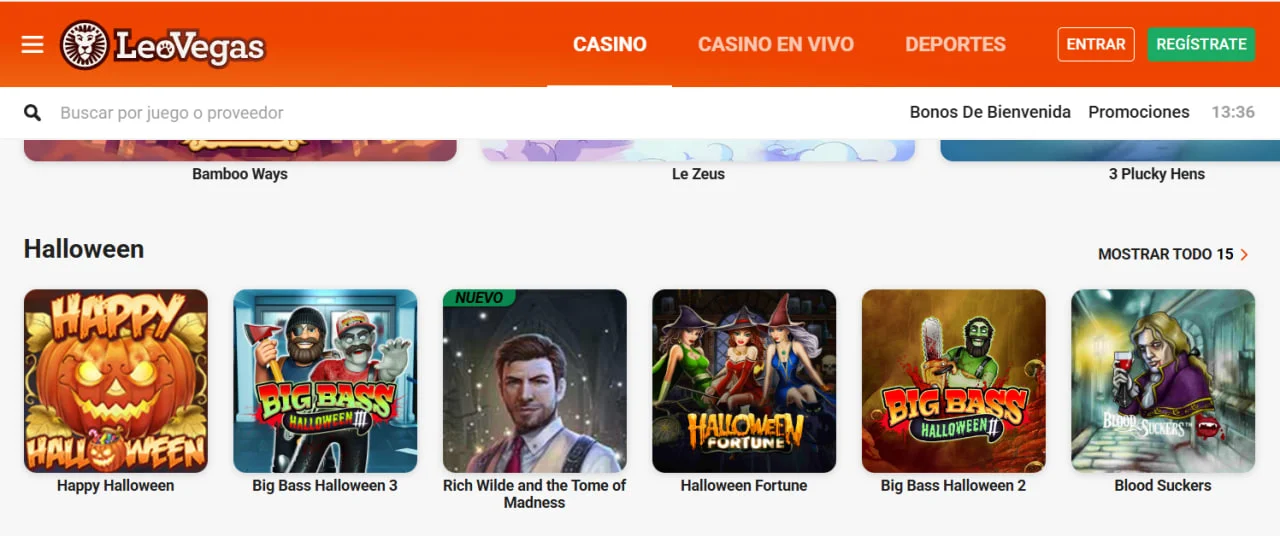 Сезонні ігри на Halloween у казино LeoVegas — слоти Big Bass Halloween, Rich Wilde, Blood Suckers та інші
